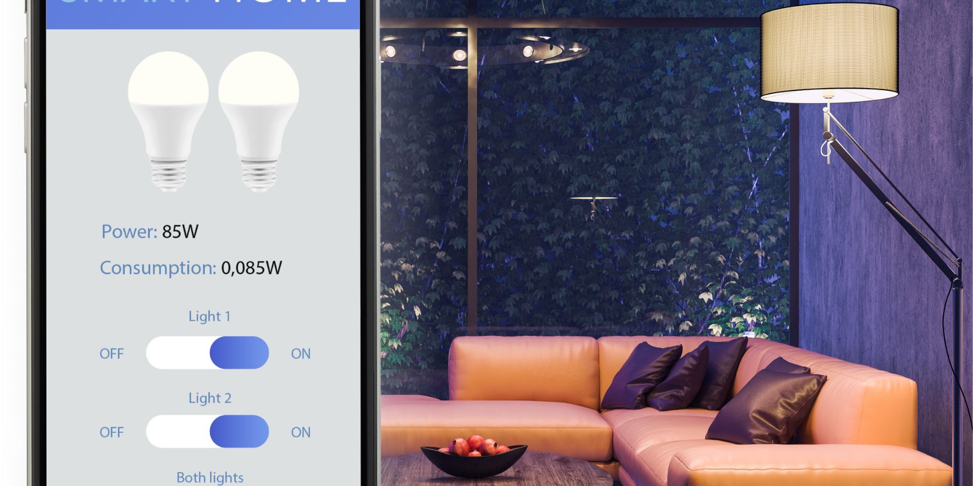 Z Wave smart bulbs controlled from a smartphone