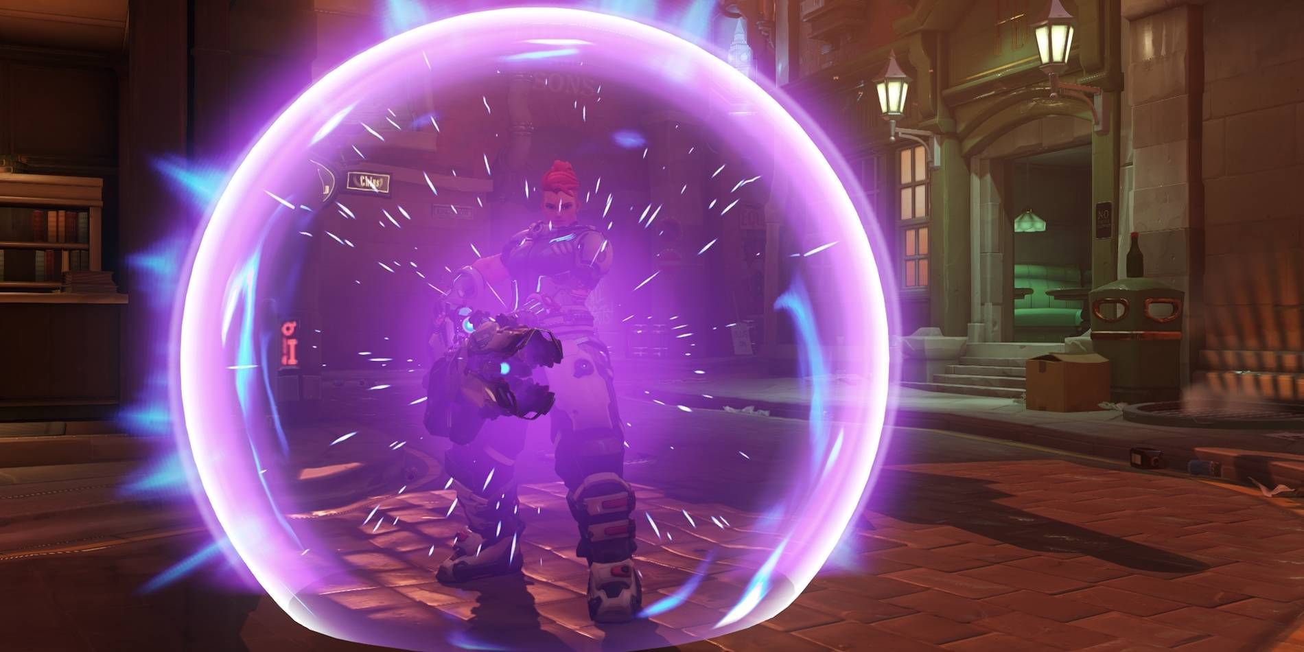 Overwatch 2 Zarya Particle Barrier Bubble on Herself on London Map 