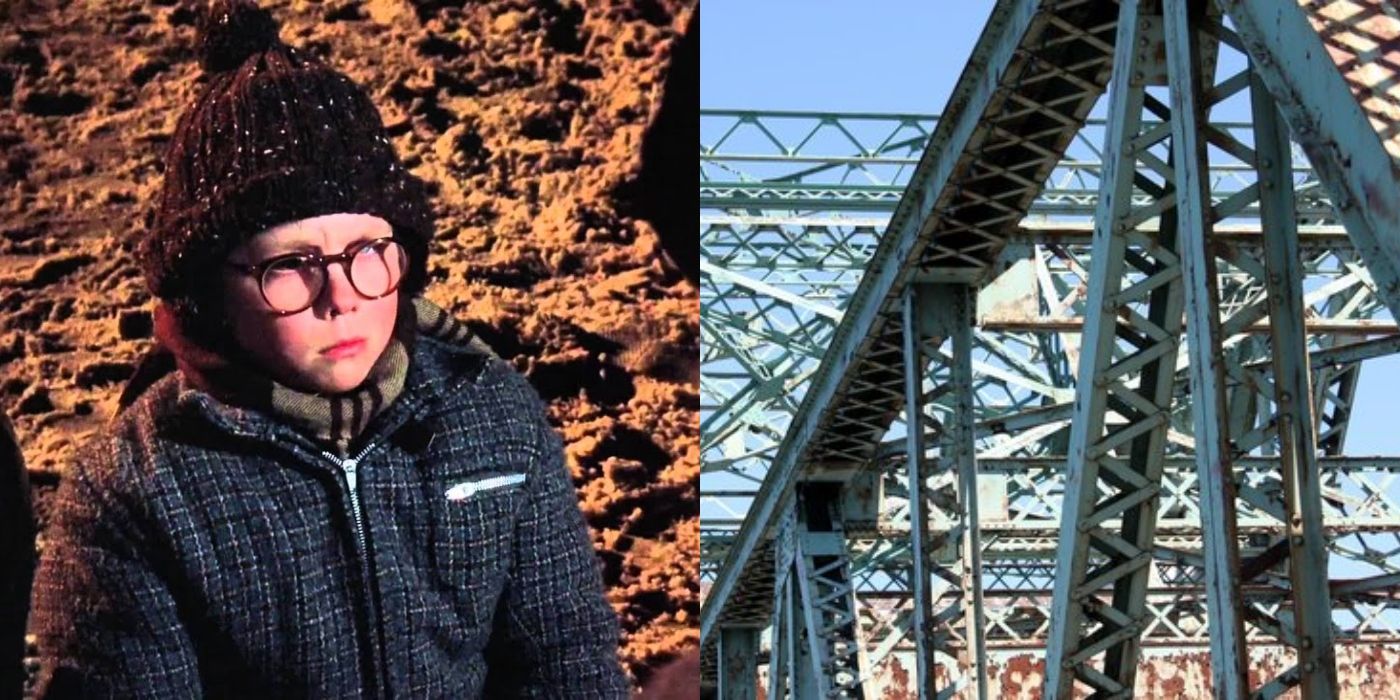 Split image of the "Oh Fudge" A Christmas Story scene and bridge