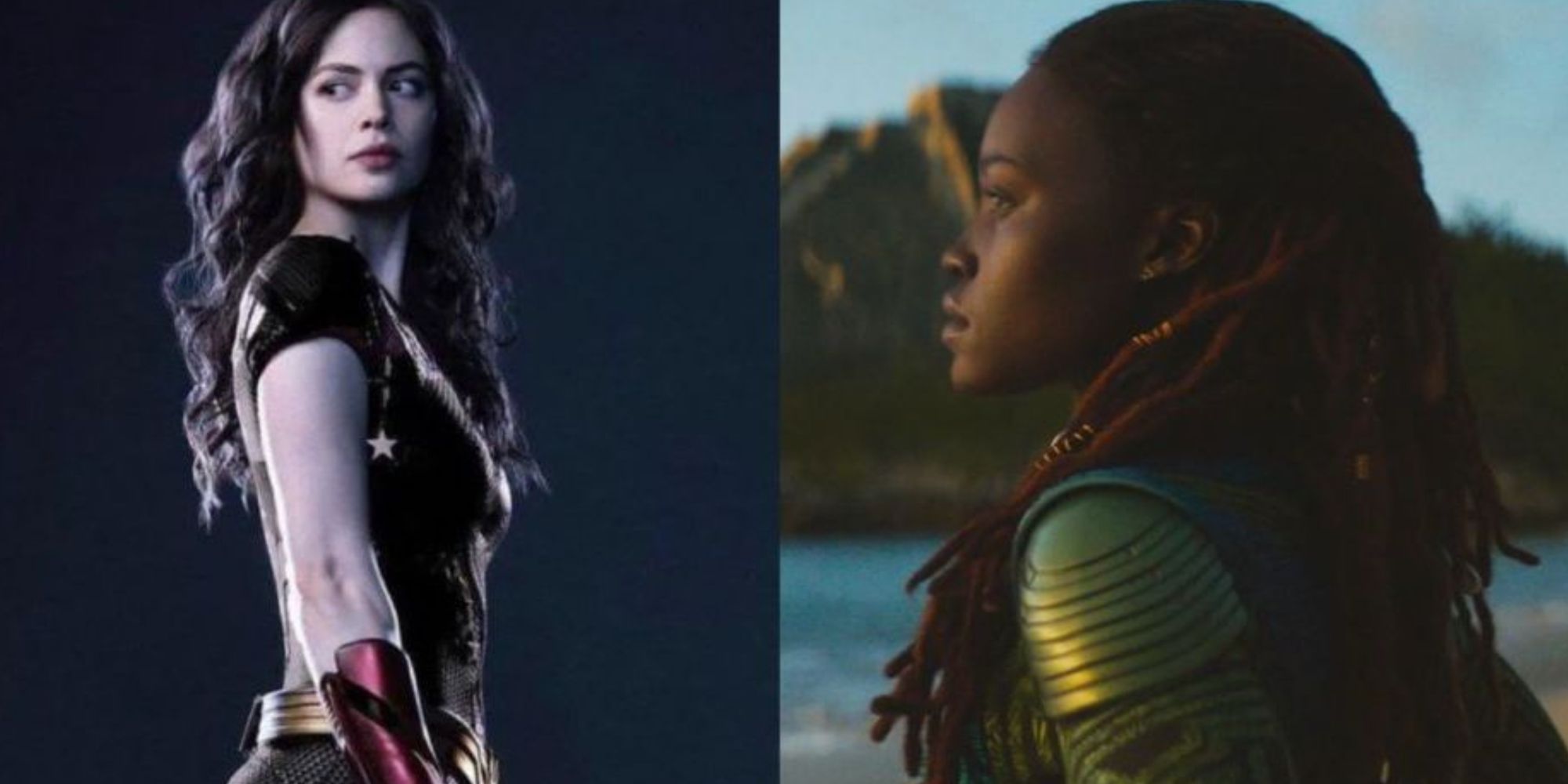 A split image features Donna Troy in Titans and Nakia in Black Pather: Wakanda Forever in the MCU