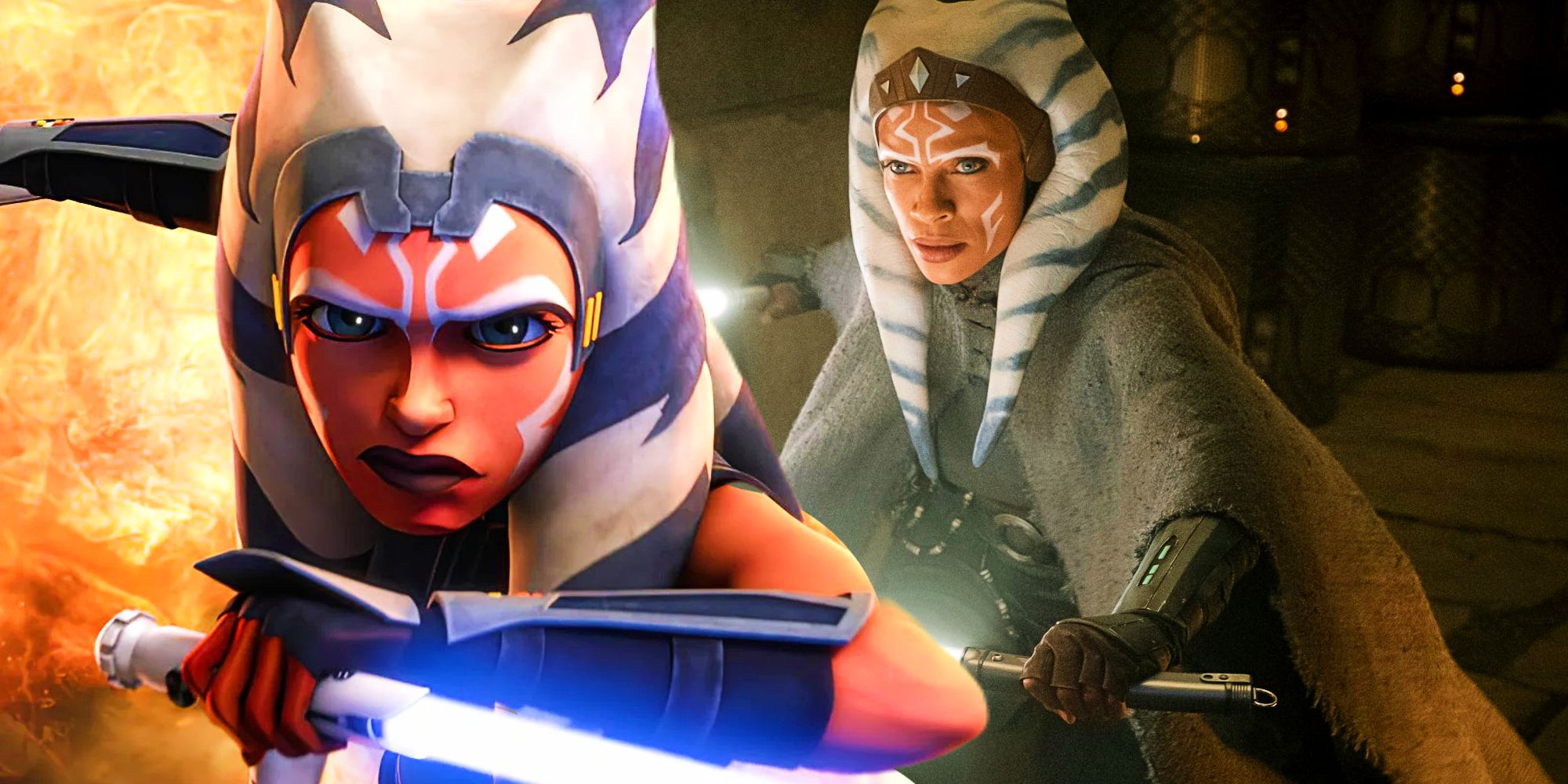 Ahsoka in Clone Wars and The Mandalorian