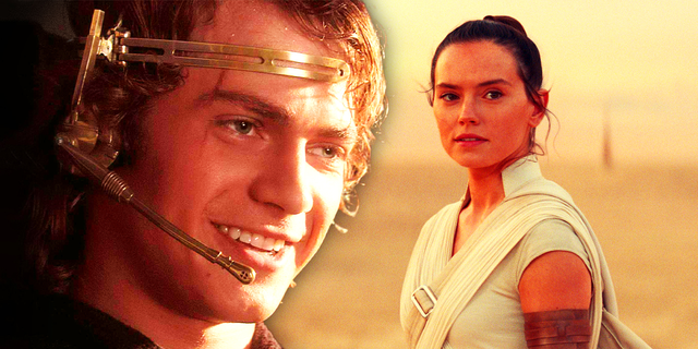 Anakin Skywalker and Rey in Star Wars.