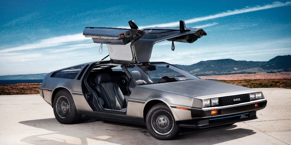 The Back to the Future Delorean is displayed