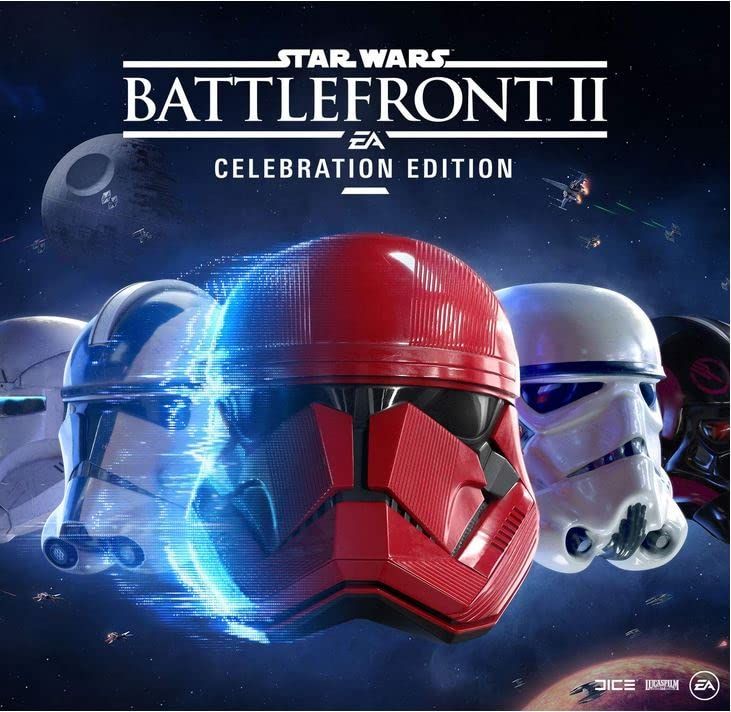 Capa Battlefront II Celebration Edition com capacetes stormtrooper em primeiro plano