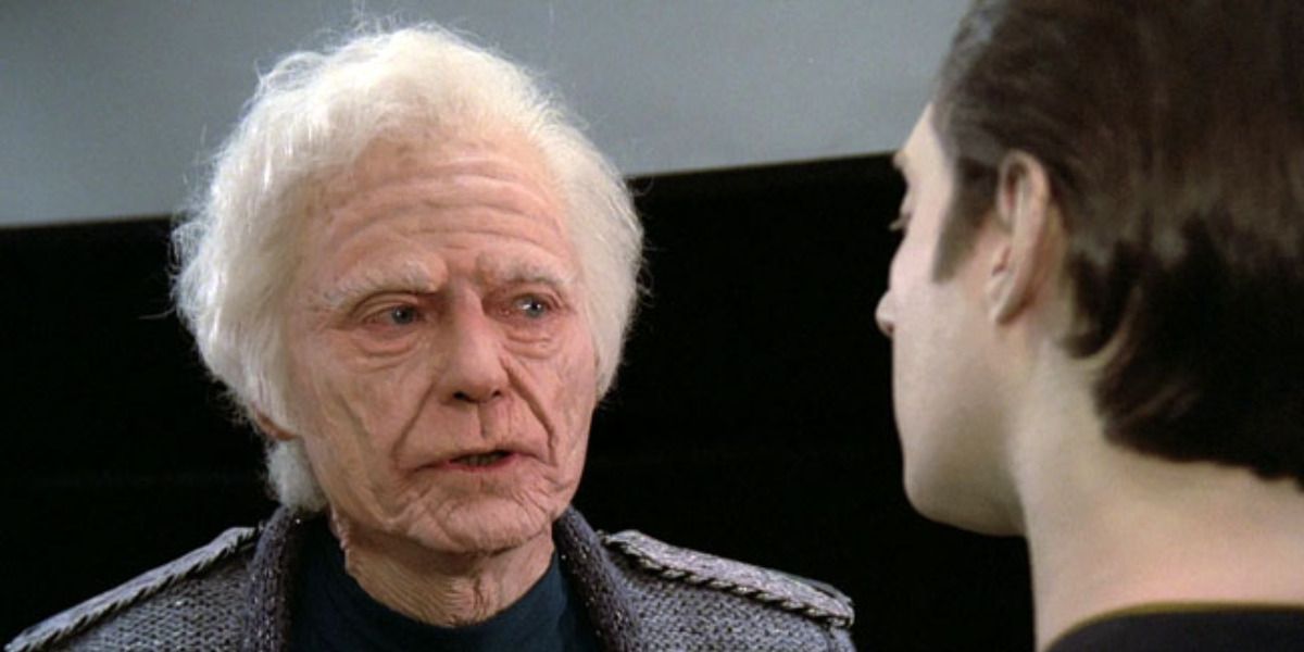 Deforest Kelley as Bones in the debut pilot of Star Trek The Next Generation.