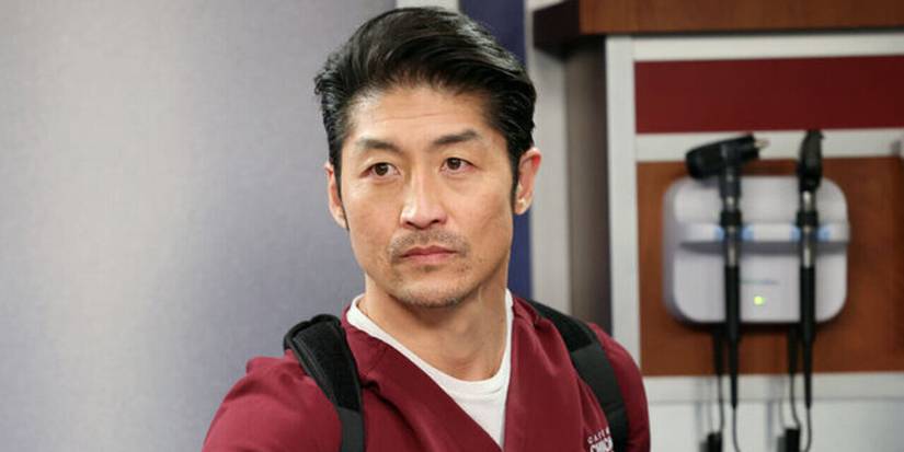Brian Tee as Ethan Choi with his backpack on while in a patient room in Chicago Med