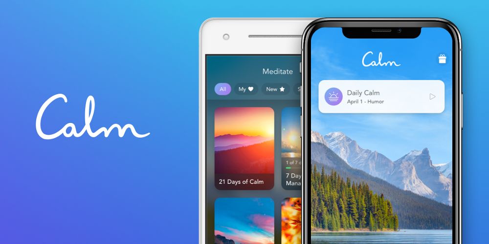 The Calm meditation app is displayed
