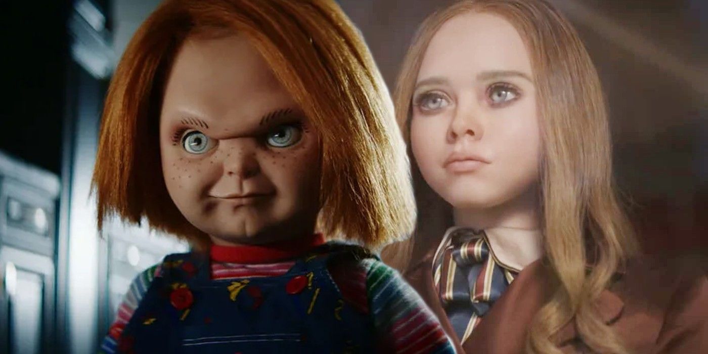 Imagem mesclada de um Chucky sinistro e um M3gan curioso