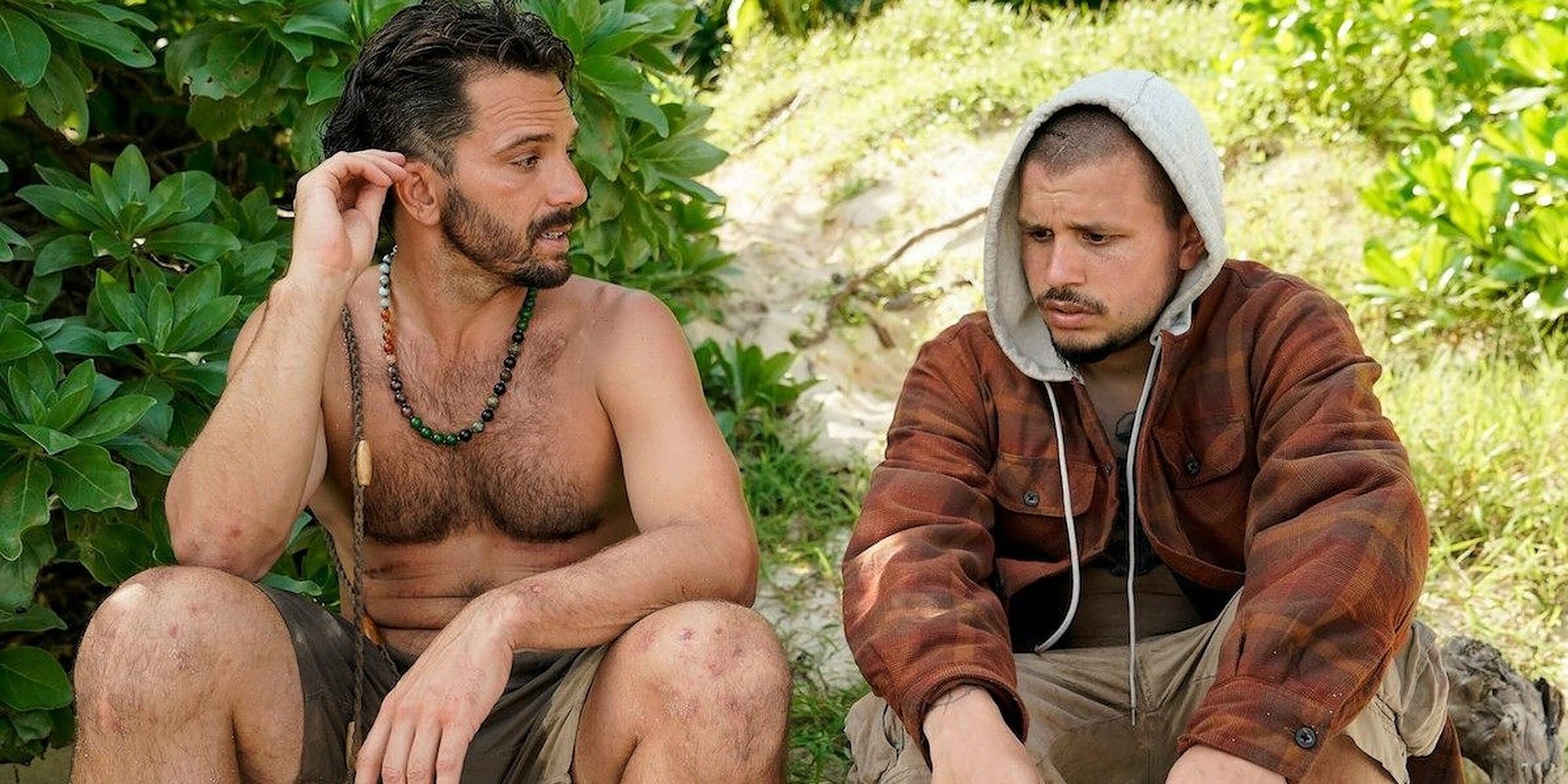 Cody Assenmacher and Jesse Lopez on Survivor 43 talking outside