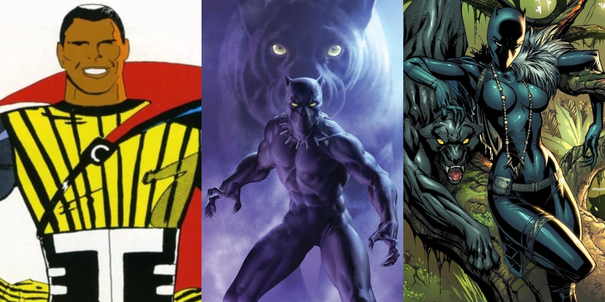 Split image of Coal Tiger, Black Panther, and Shuri as Black Panther from Marvel Comics.