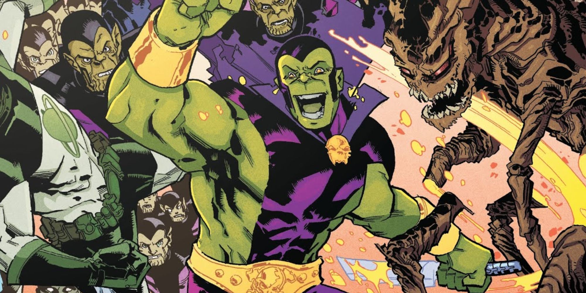 Drax, o Destruidor, luta contra alienígenas na Marvel Comics.