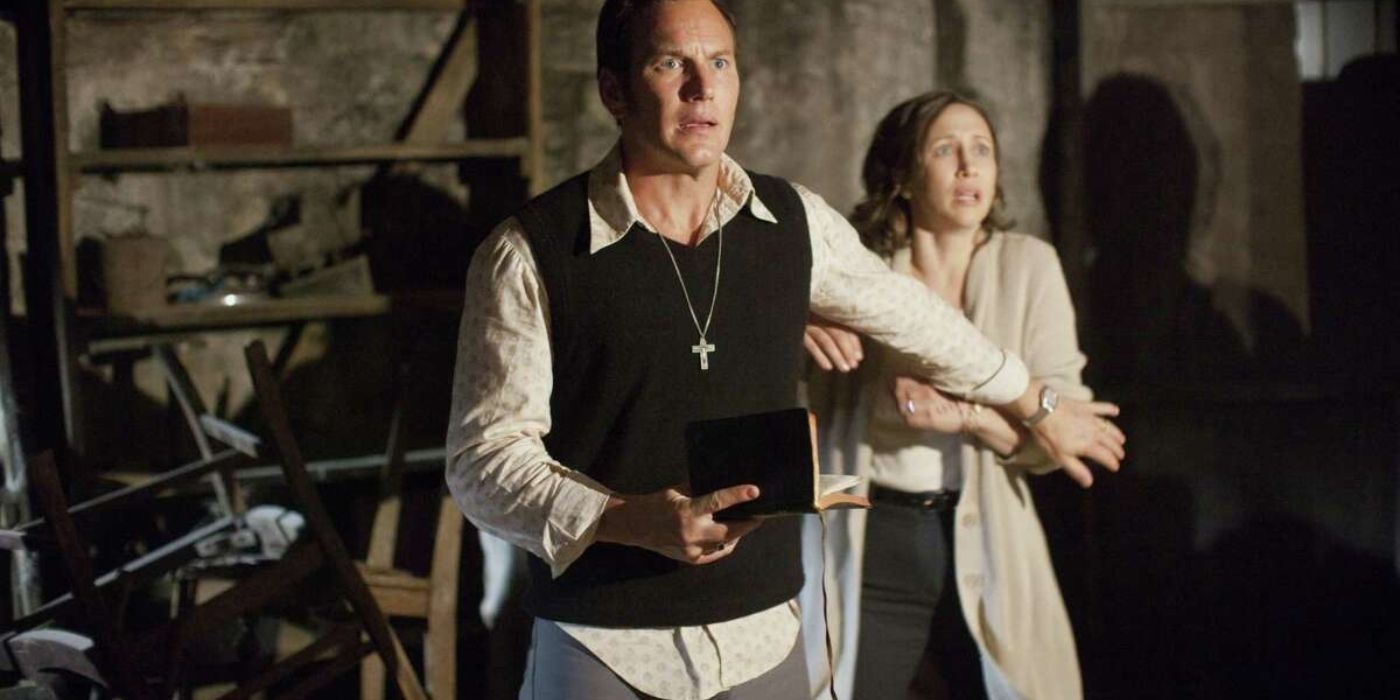Ed and Lorraine Warren looking scared in The Conjuring