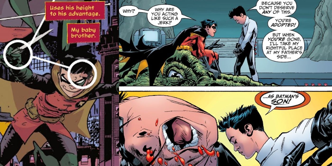 Damian Wayne and Tim Drake fighting