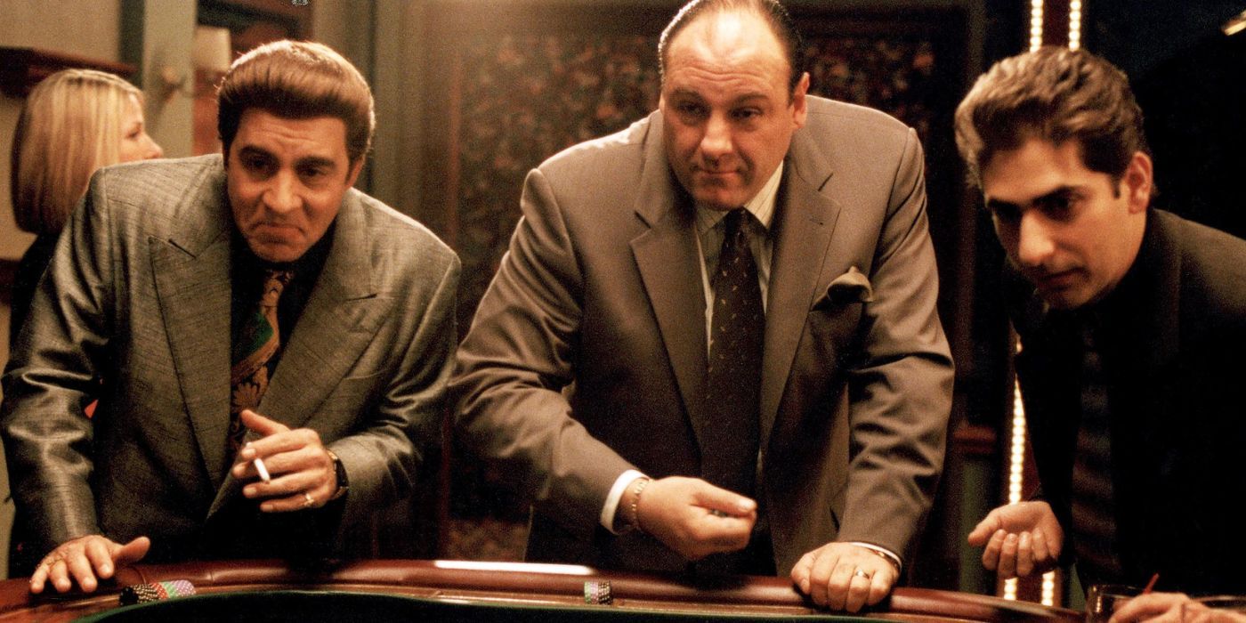 Dante Tony en Christopher in het casino in The Sopranos