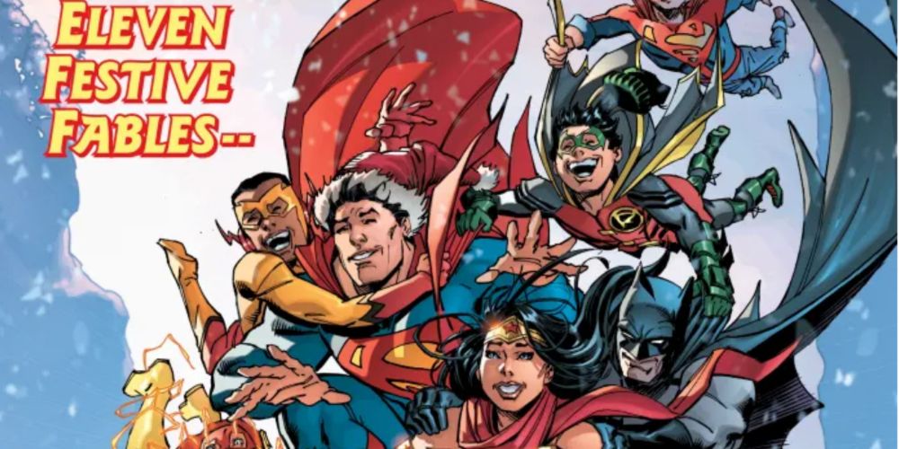D superheroes riding in DC Universe Holiday Special