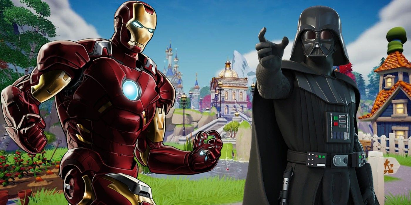 Iron Man and Darth Vader over Disney Dreamlight Valley