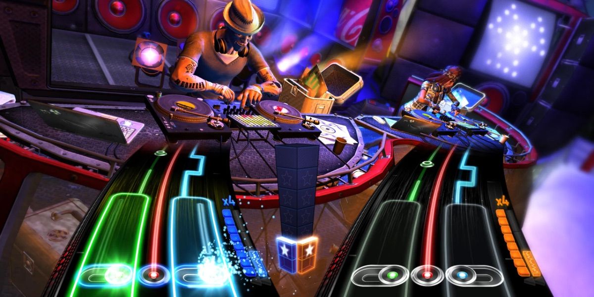 Dois DJs giram juntos em DJ Hero 2