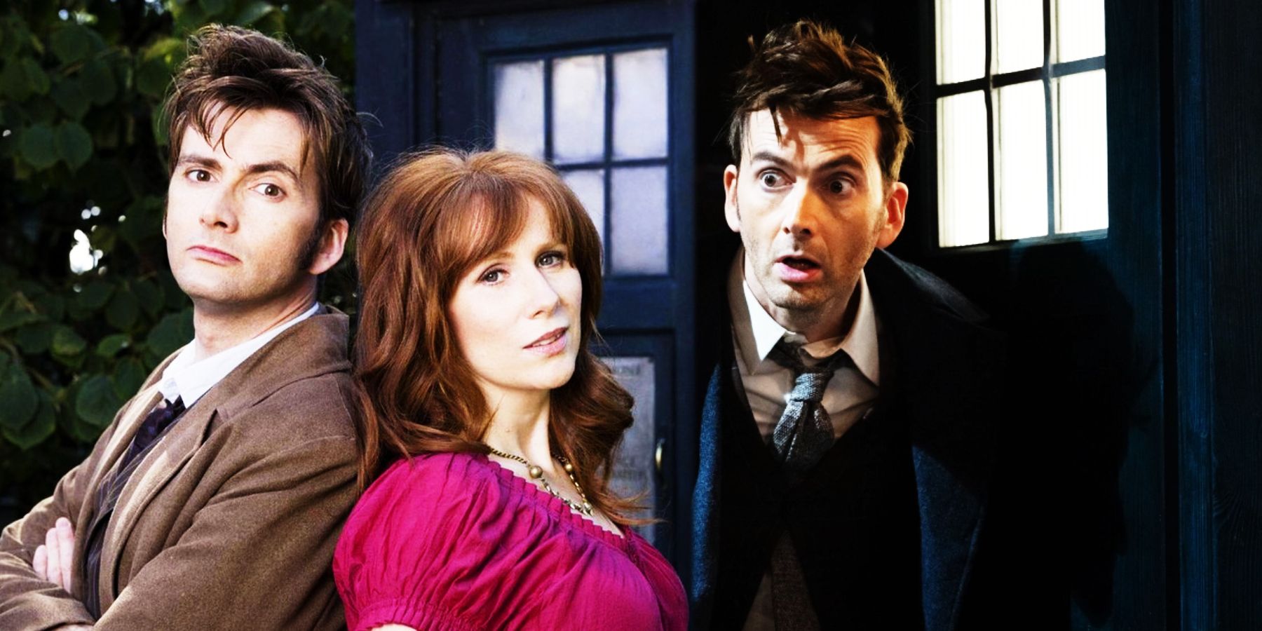 David Tennant and Catherine Tate in 2007 and David Tennant in 2022
