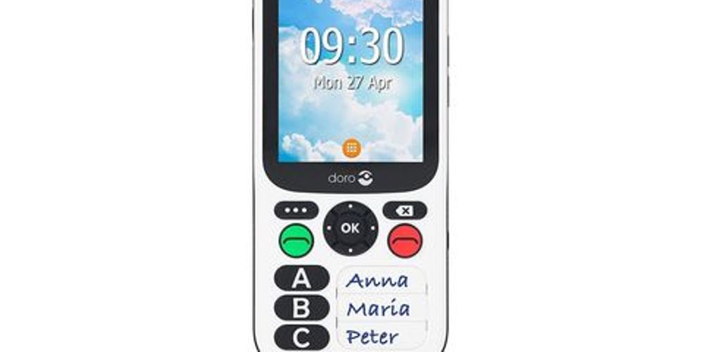 Um telefone Doro 708X é mostrado