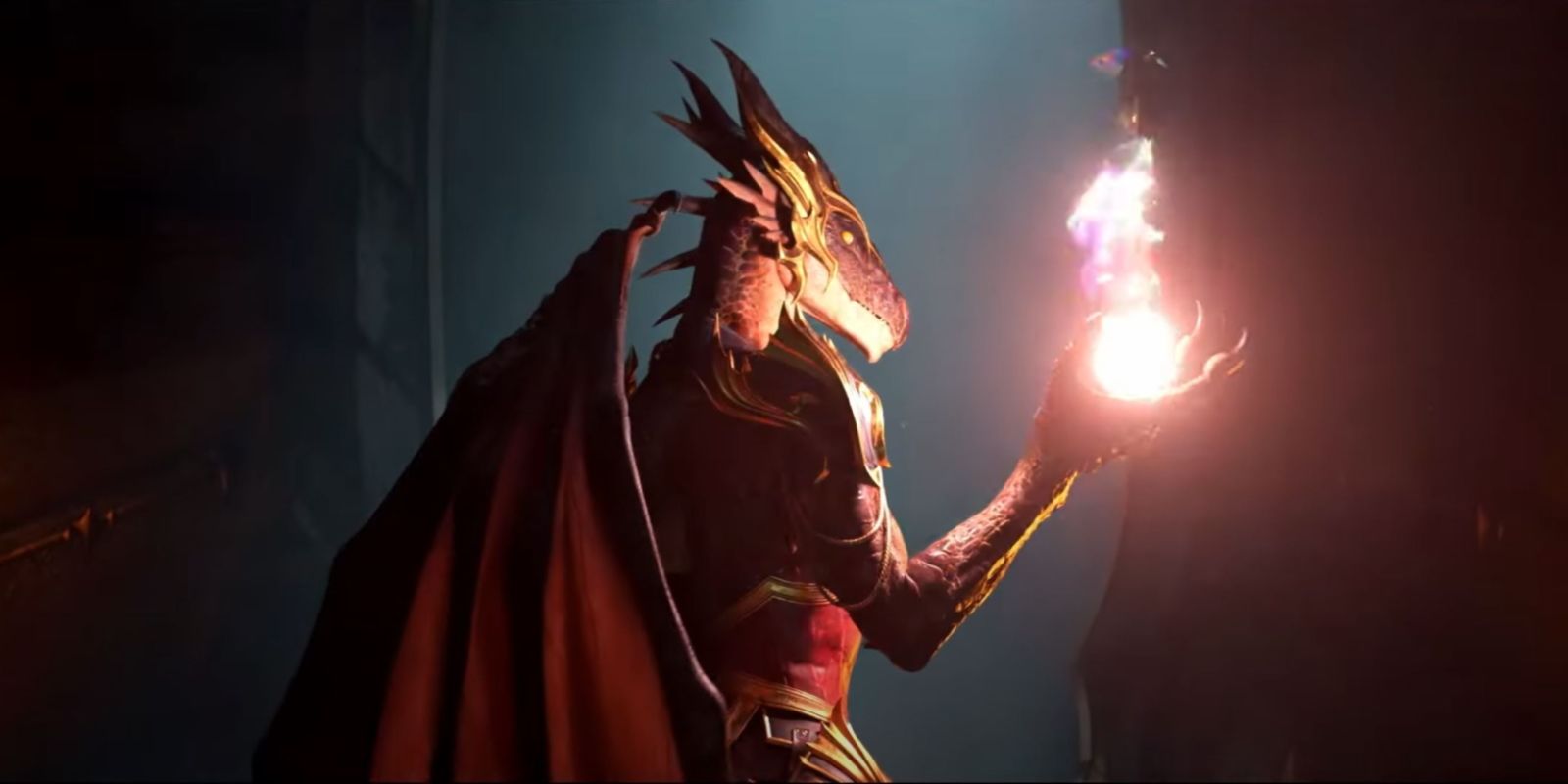 Dracthyr in World of Warcraft Dragonflight holding a fireball