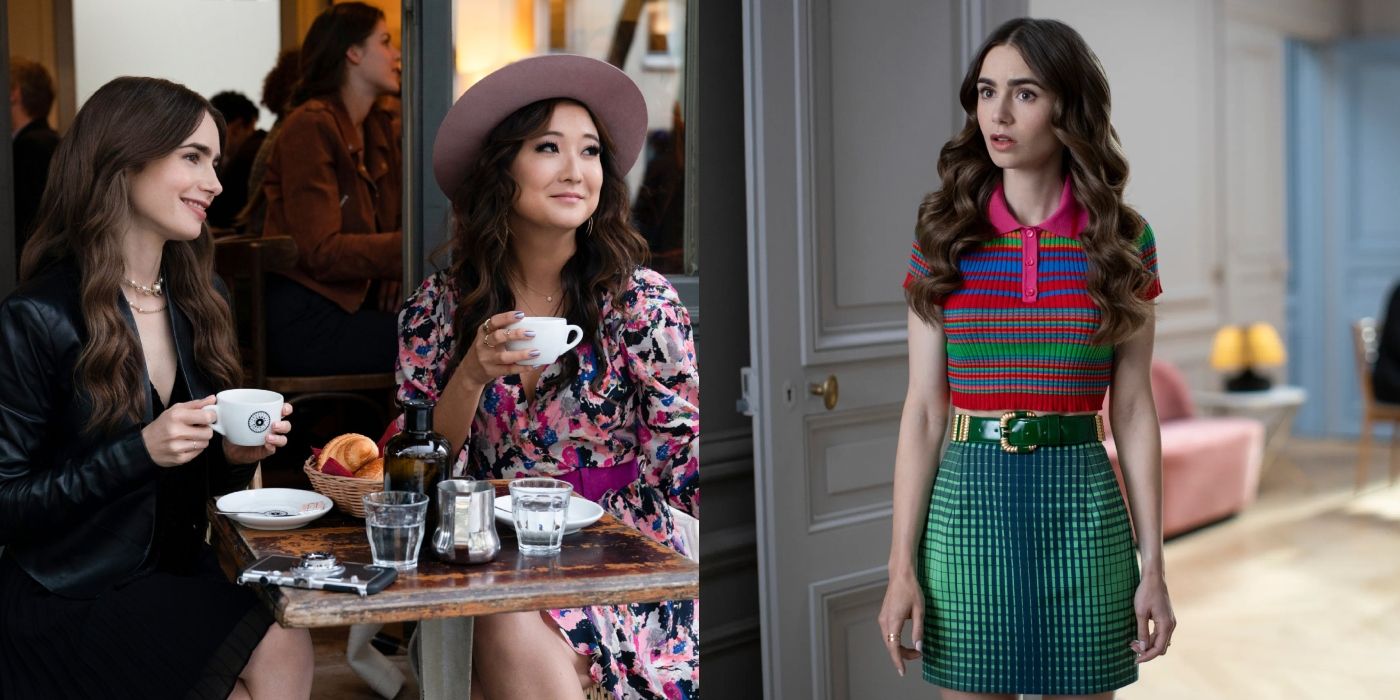 Split image of Emily and Mindy in Emily In Paris