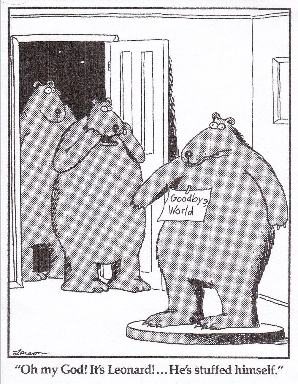 deux ours entrent dans une maison et voient un autre ours avec une note qui dit 