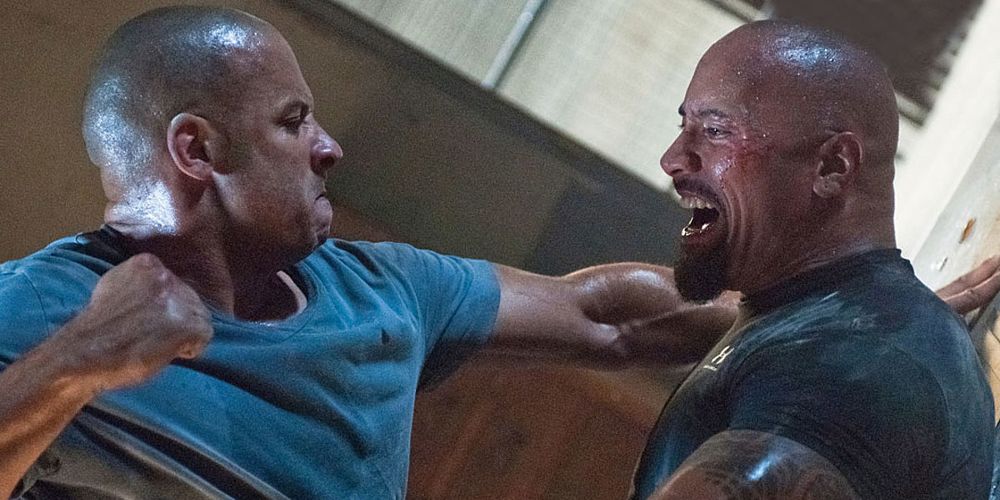 Dom and Hobbs fight in Fast & Furious 