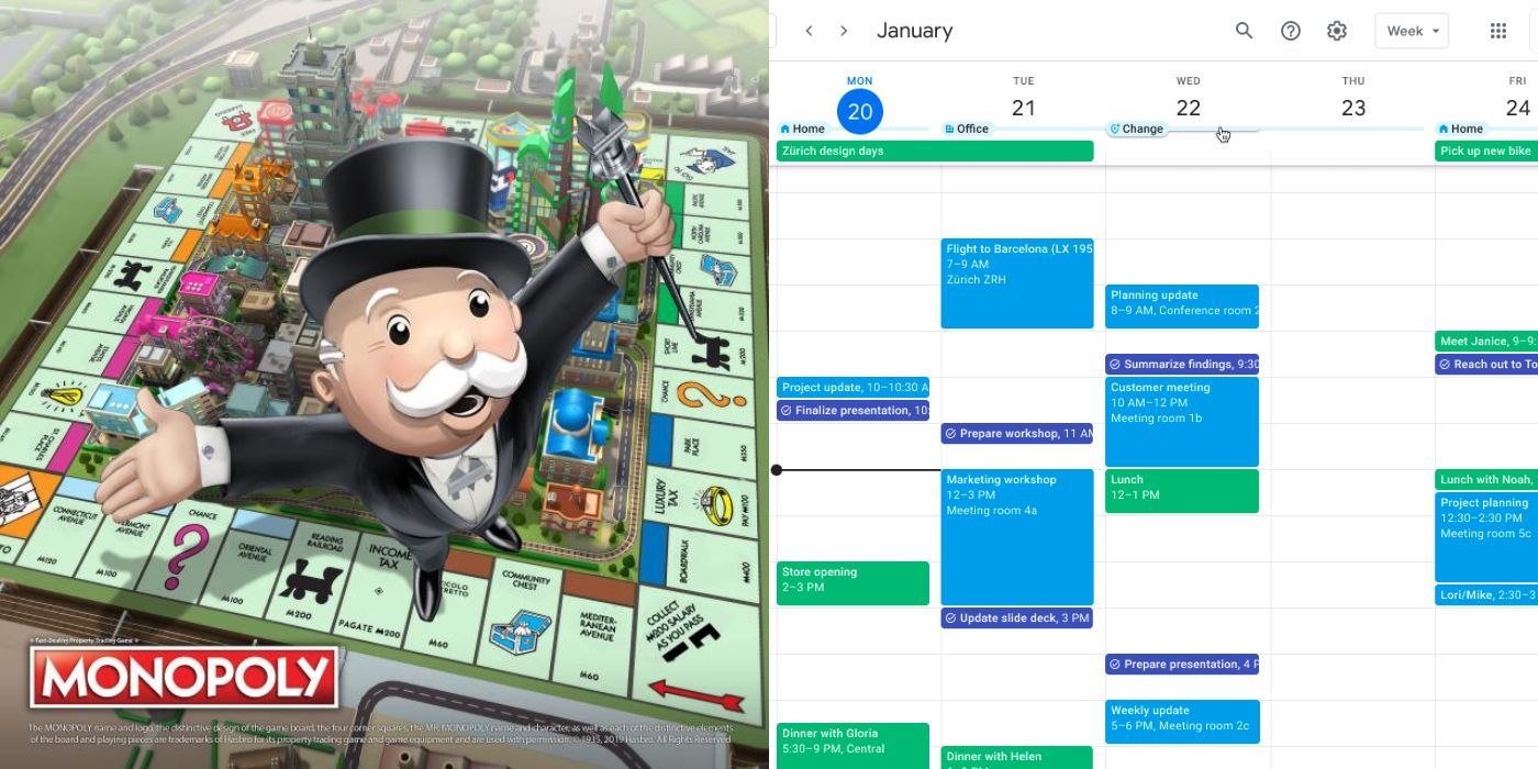 Google Calendar and Monopoly
