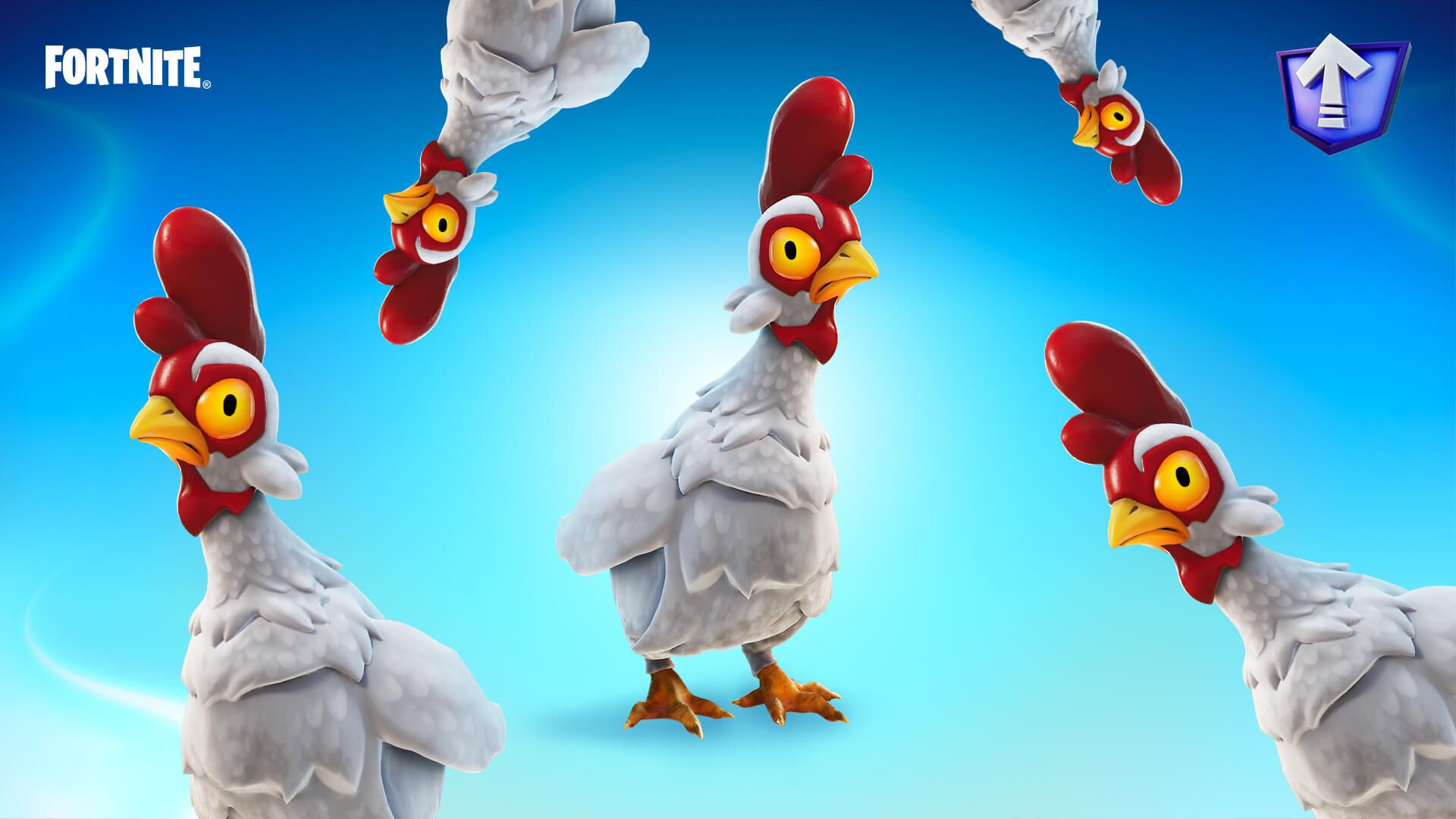 Art officiel de l'événement Fortnite Avian Ambush mettant en vedette des poulets Fortnite