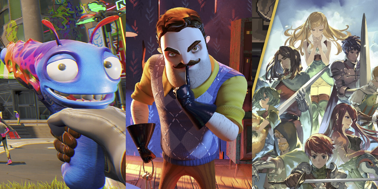 A split image showing three games coming to Game Pass in December 2022 - High on Life, Hello Neighbor 2, and Chained Echoes.