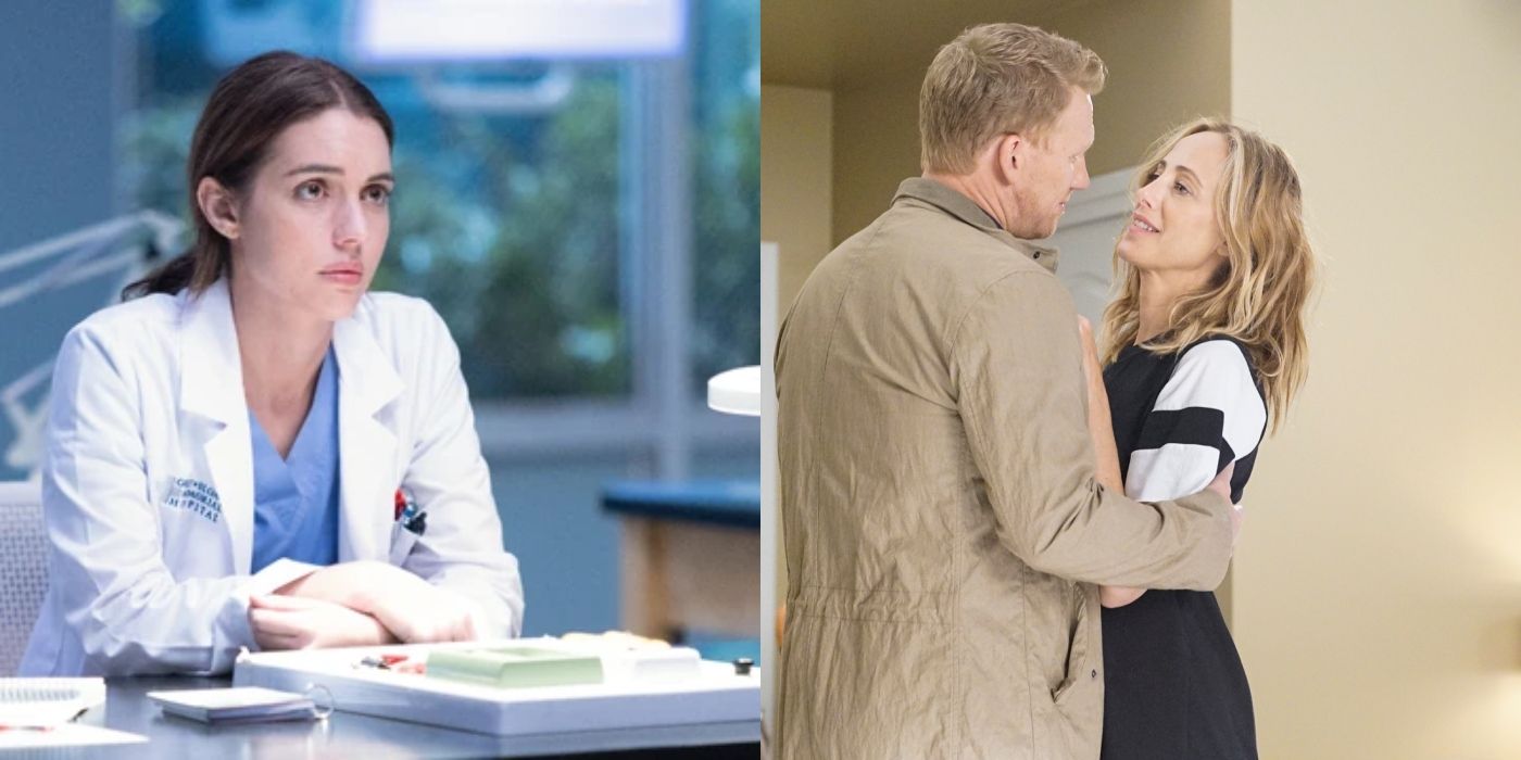 Split image of Jules, Owen and Teddy on Grey's Anatomy