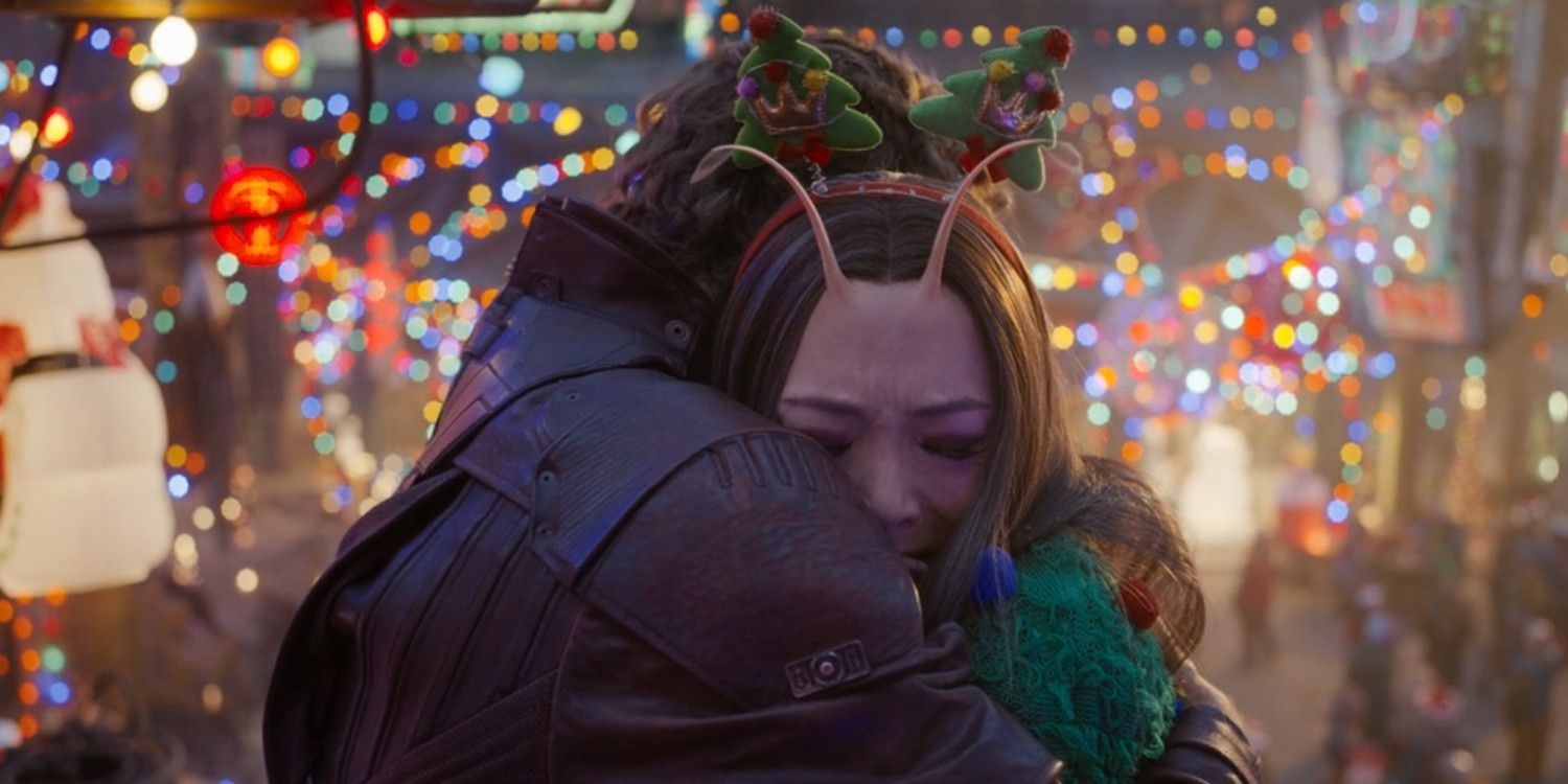 Guardians of the Galaxy Holiday Special Peter Quill Hugs Mantis