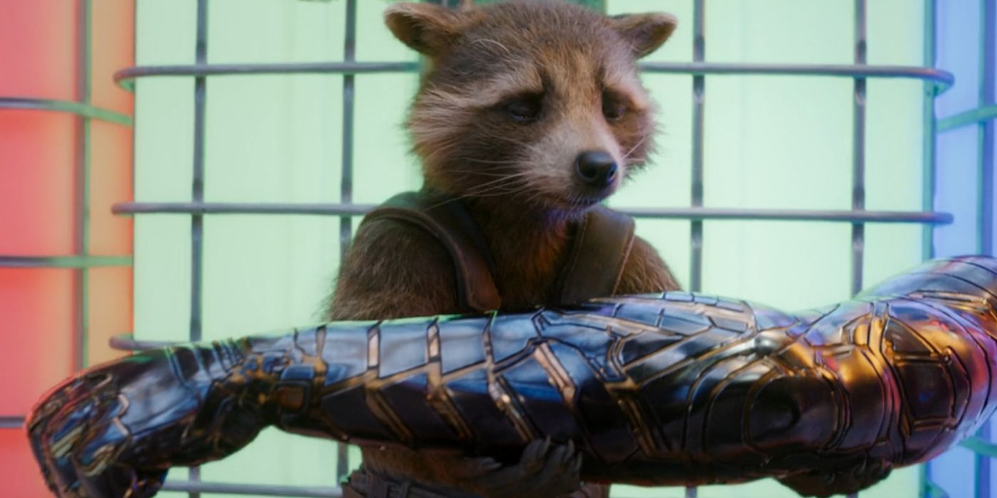 Foguete especial de fim de ano dos Guardiões da Galáxia com o braço de Bucky