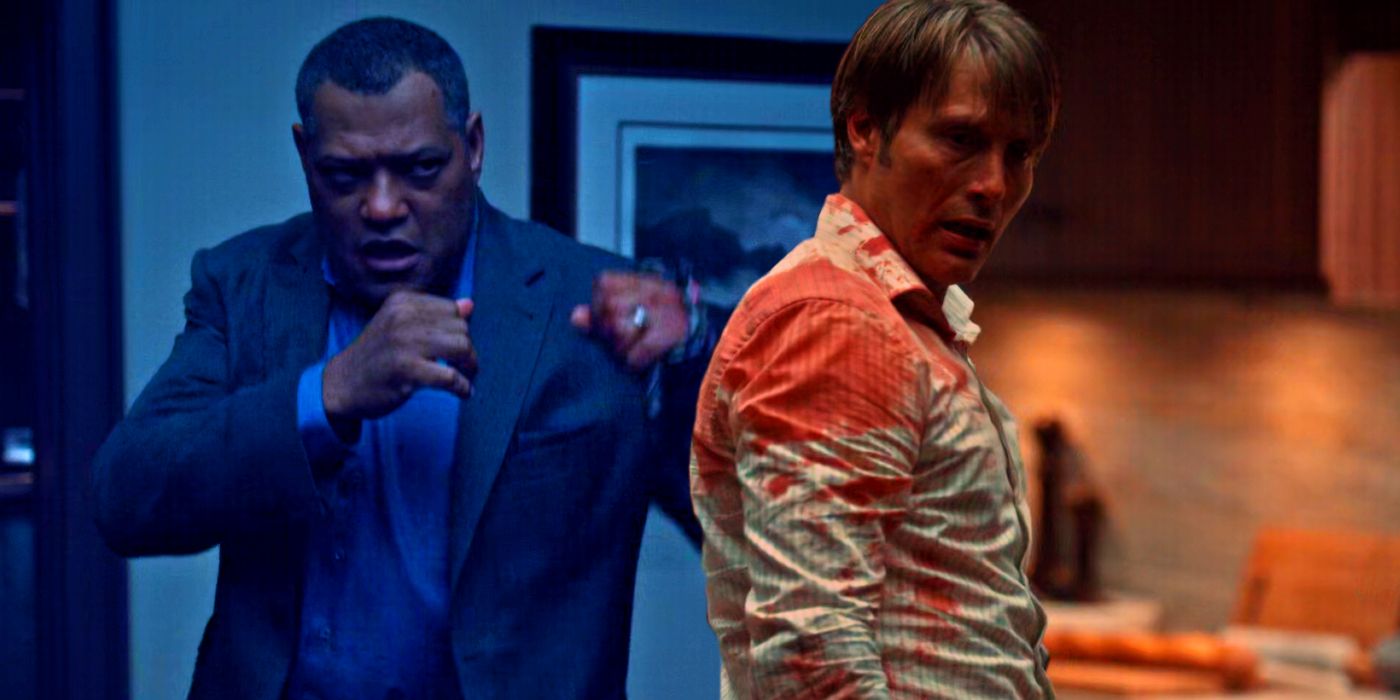 Hannibal Lecter (Mads Mikkelsen), Jack Crawford (Laurence Fishburne) in Hannibal S02E01.