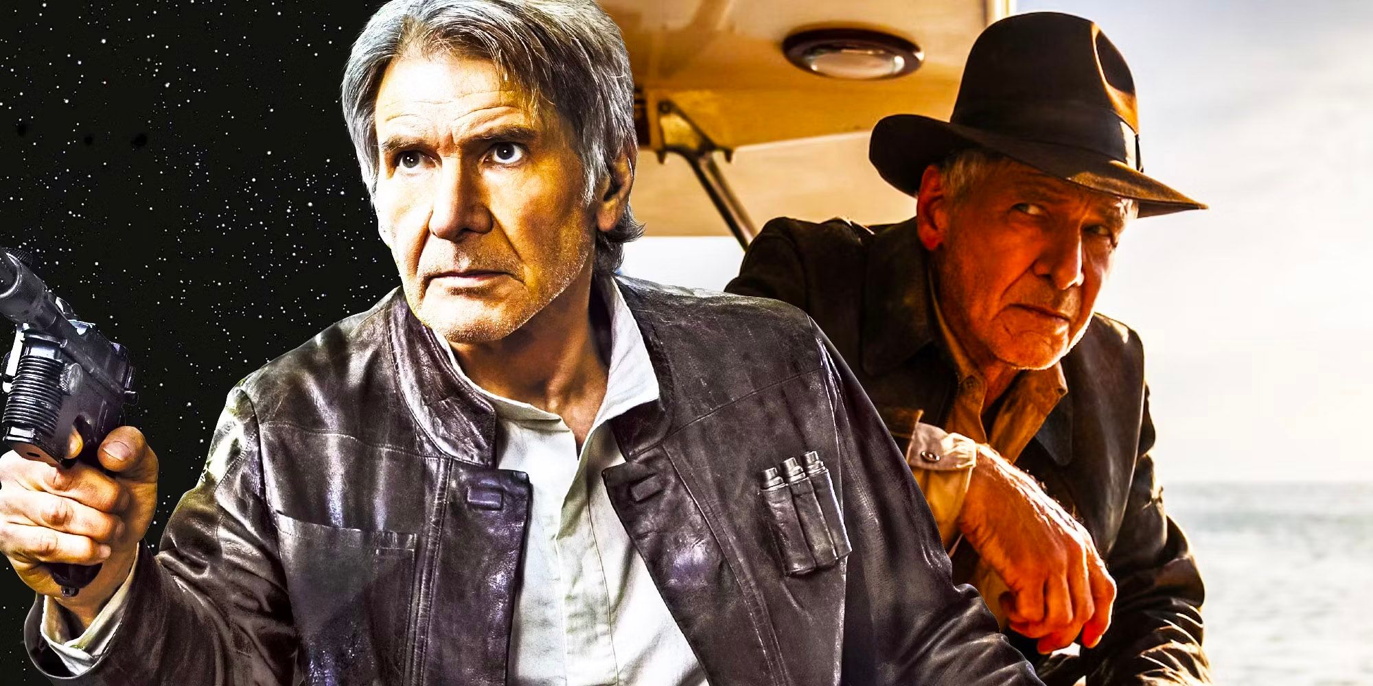 Harrison Ford as Han Solo and Indiana Jones.