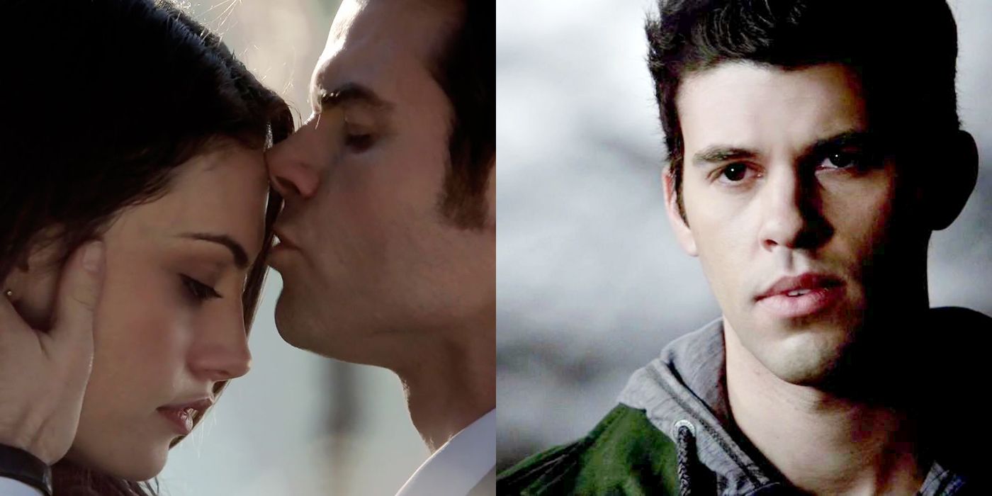Split image of Elijah kissing Hayley's forehead, and Josh from The Originals.