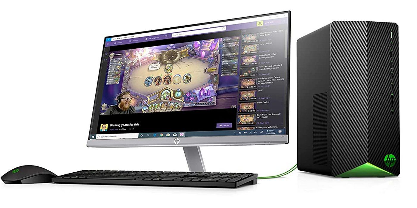 Desktop HP Gaming com teclado e mouse de monitor