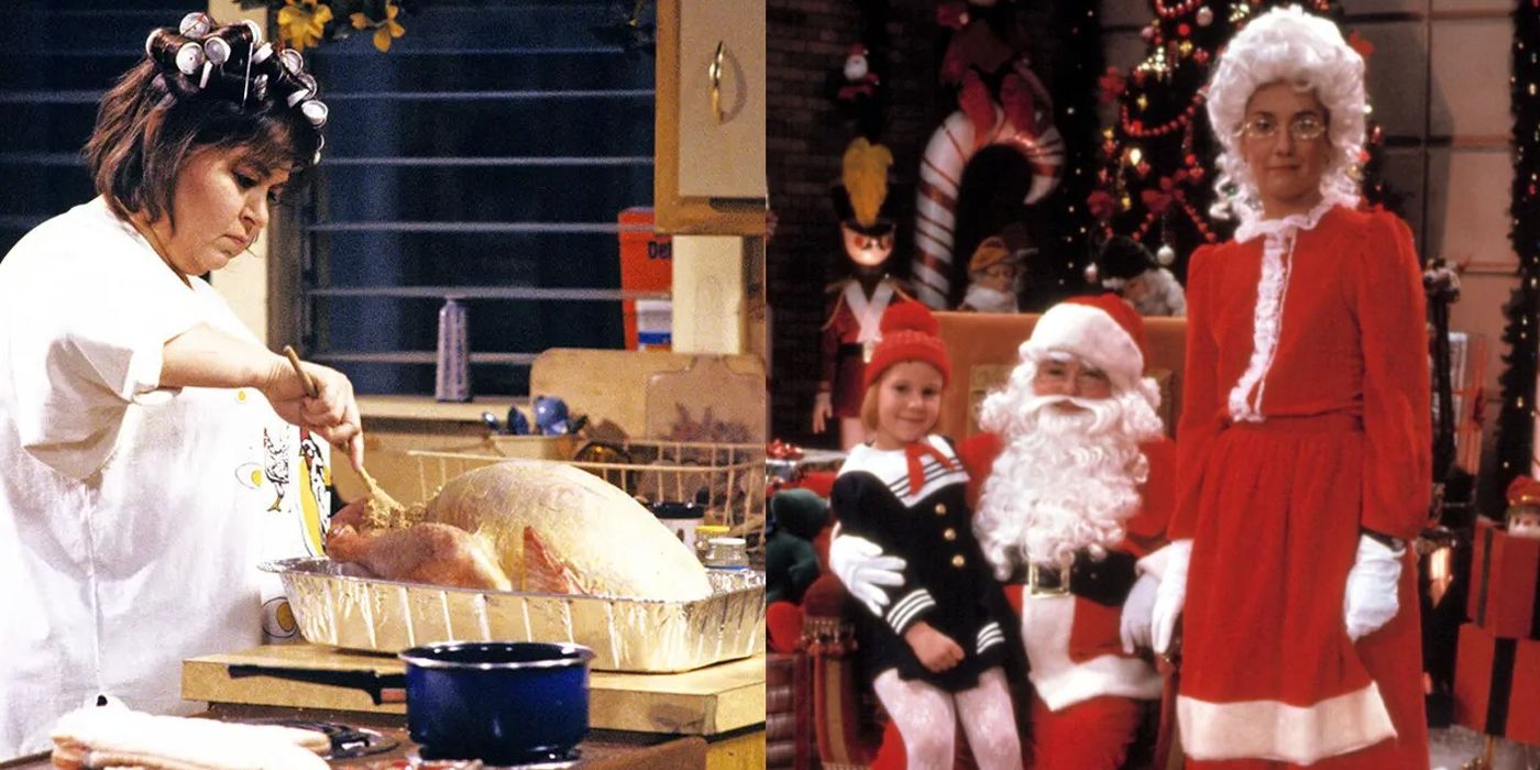 Roseanne prepara um peru e se faz passar por Papai Noel em Roseanne