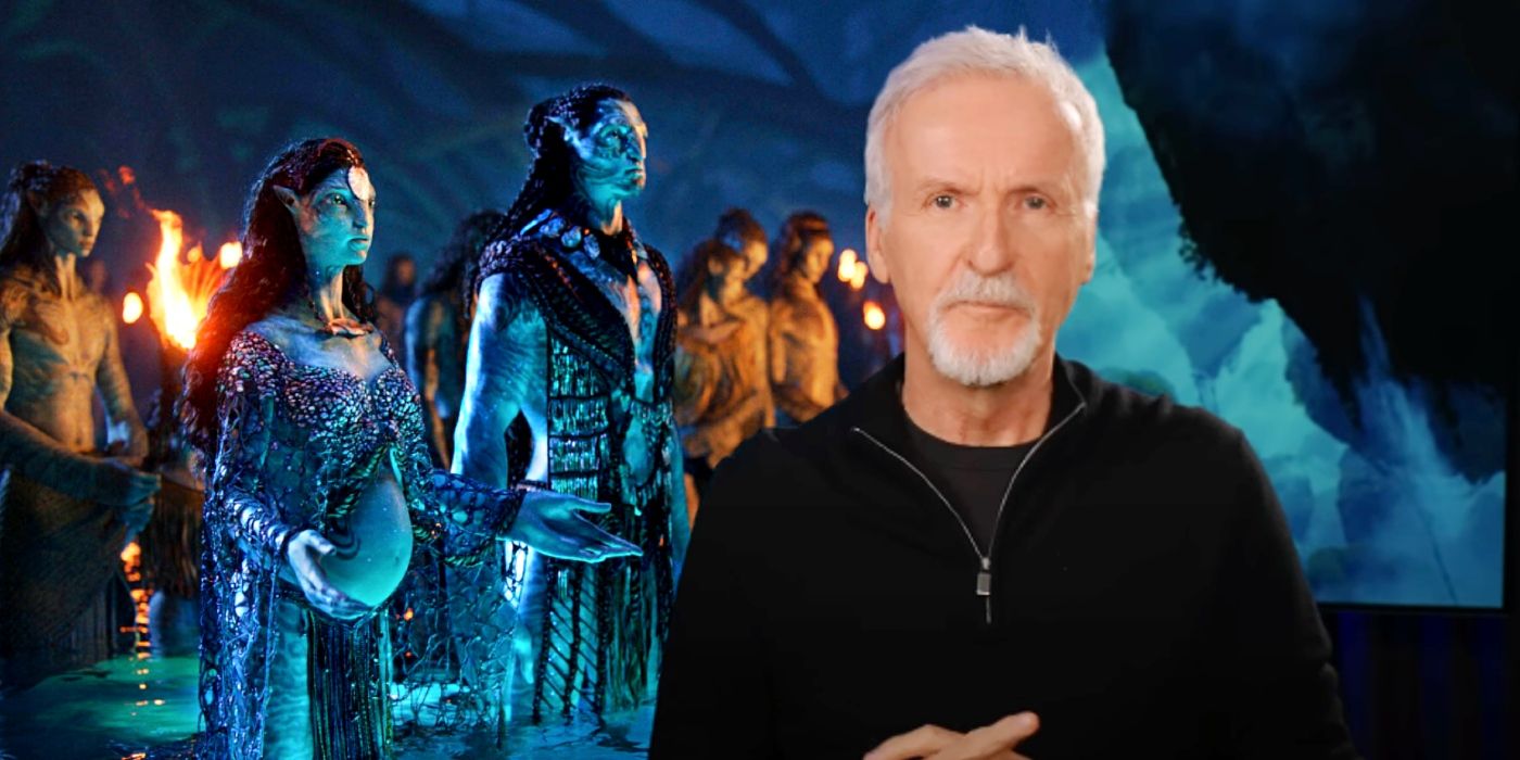 Custom image of James Cameron and Na'vi from Avatar: The Way of Water.