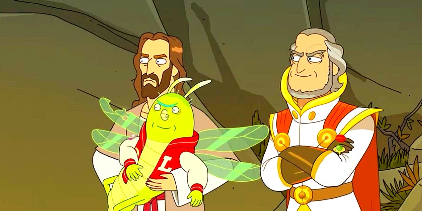 Jesus Story Lord and Previous Leon in Rick and Morty seaosn 6 episode 7