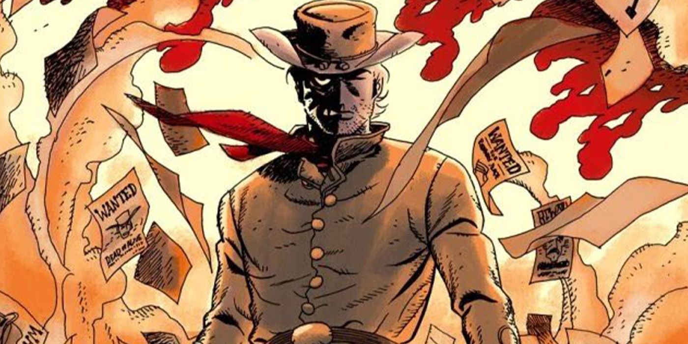 jonah hex stood in front of dust and wanted posters in DC comics