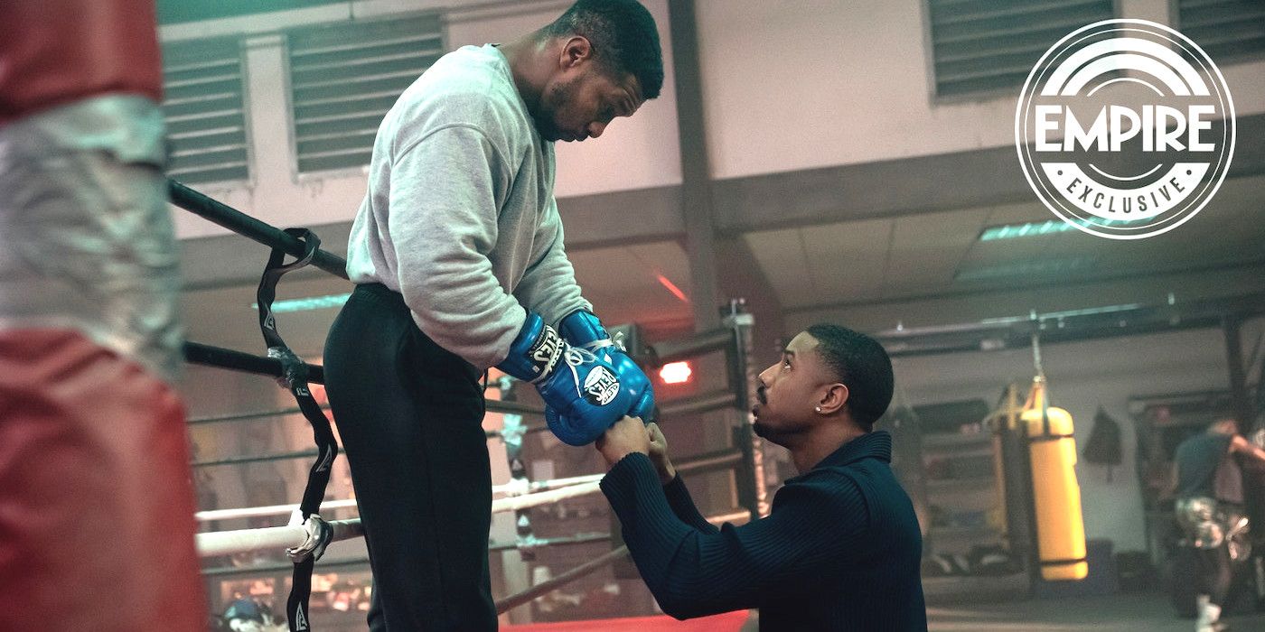 Jonathan Majors as Damian bumping gloves with and Michael B Jordan as Adonis in Creed 3 featured