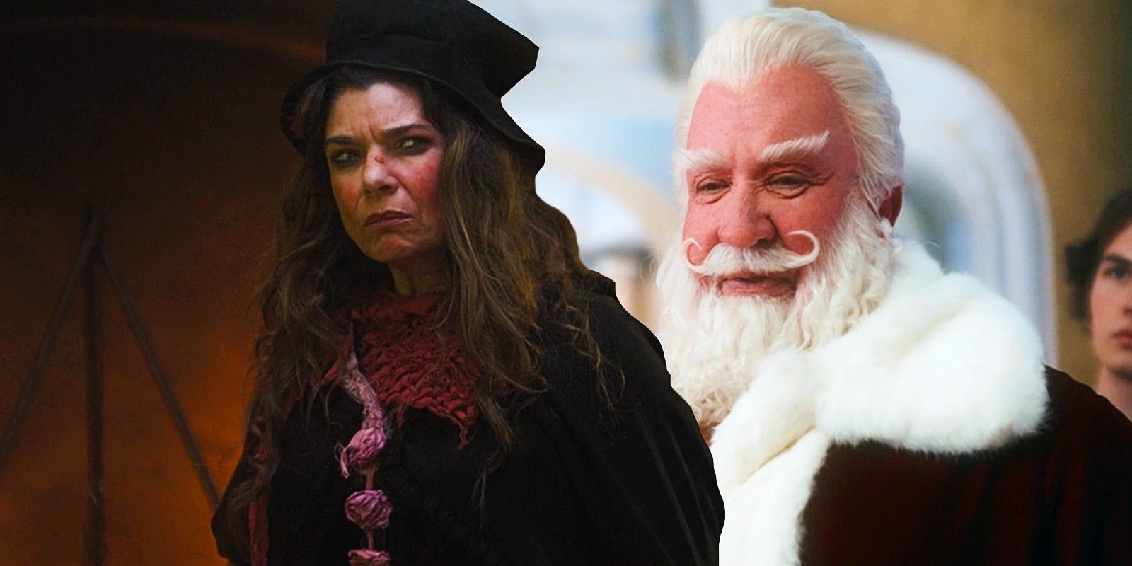 Laura San Giacomo as the Christmas Witch and Tim Allen as Santa Claus in The Santa Clauses