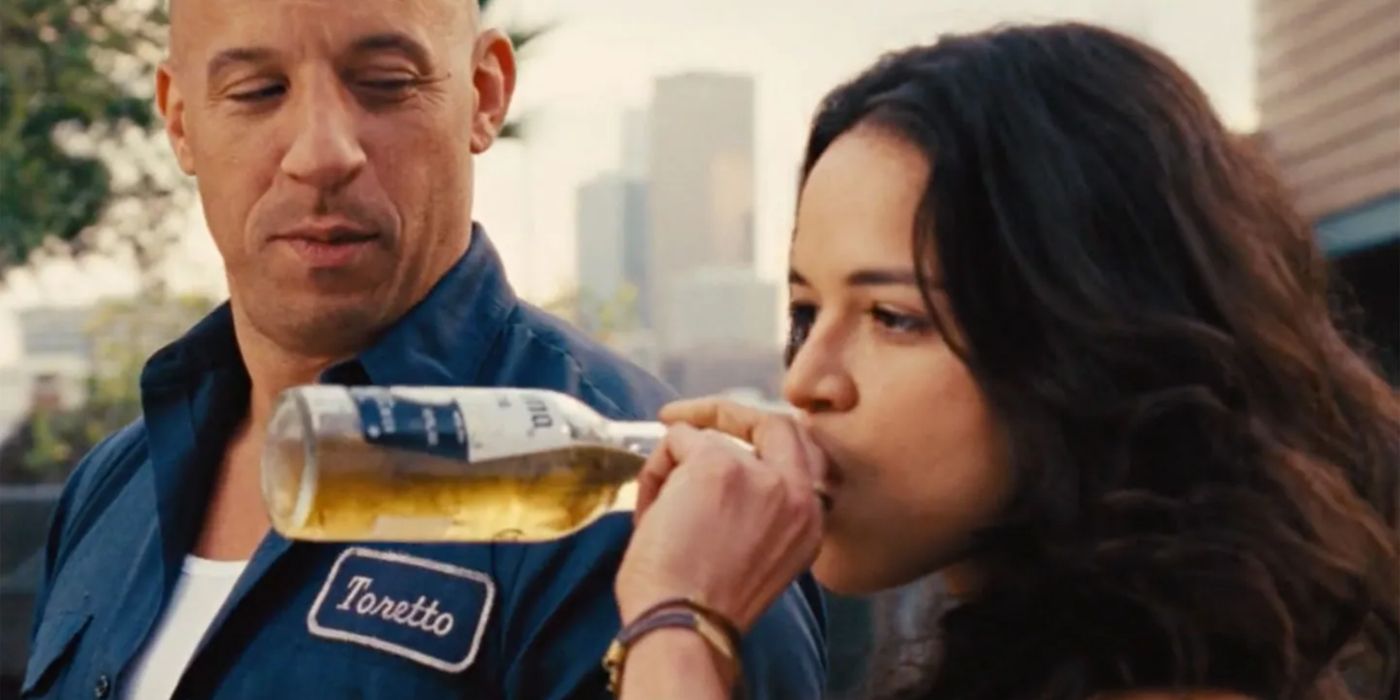 Letty drinking Corona in Fate of the Furious
