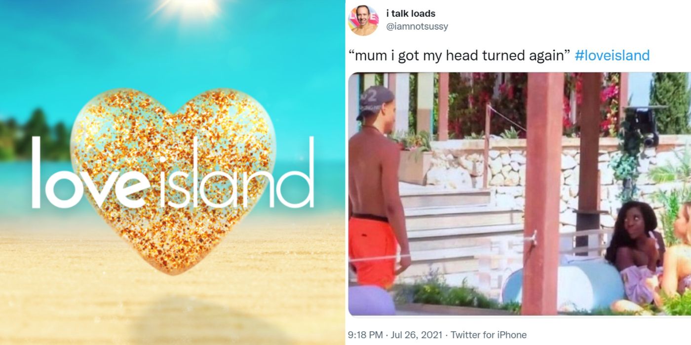 love island logo next to a twitter meme