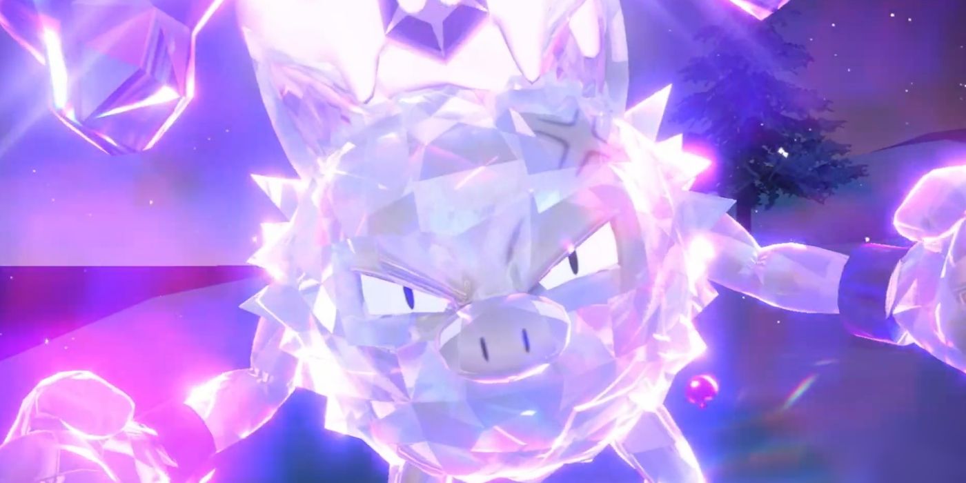 Lowering the HP of a Wild Terastallized Primeape in Scarlet and Violet 