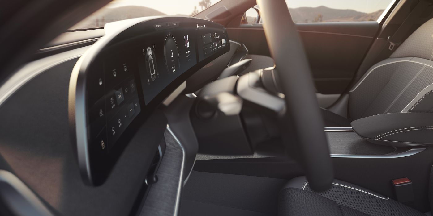 Lucid Air interior with the infotainment screen in view