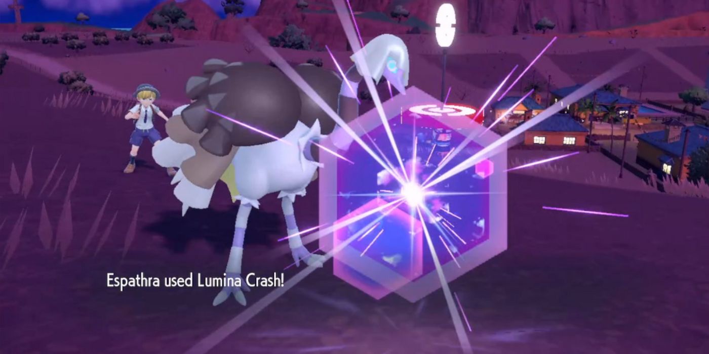 Lumina Crash sendo executado por Espathra em Pokémon Scarlet e Violet