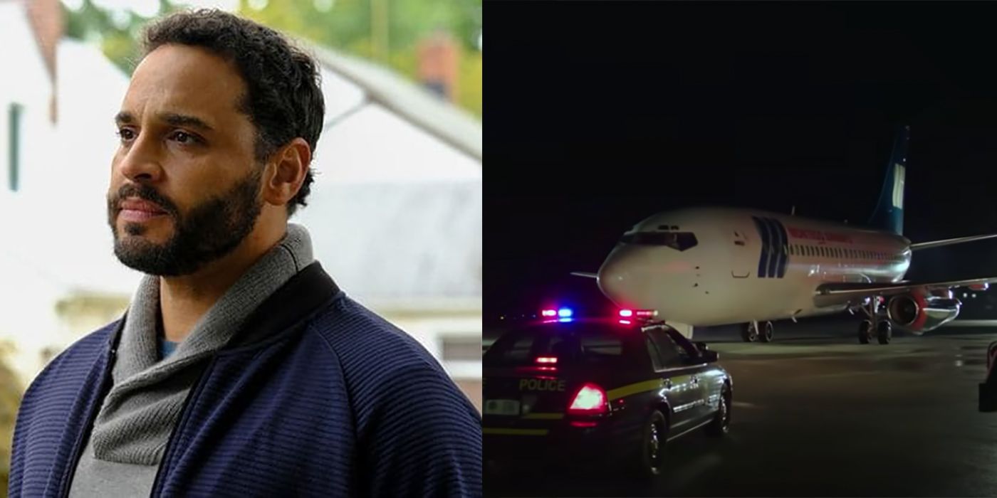 Split image of Danny and the Flight 828 plane from Manifest