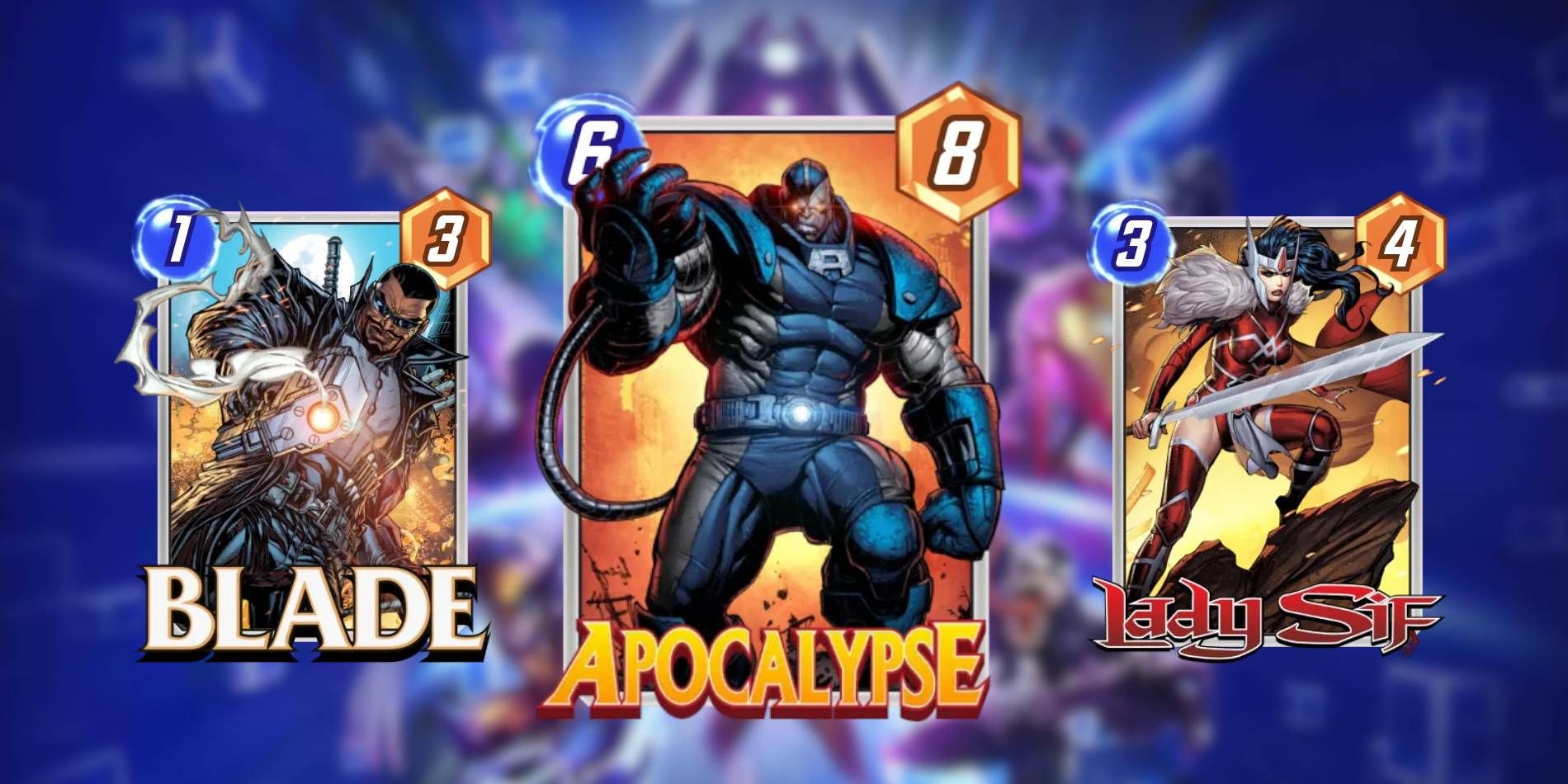 Marvel Snap Discard Deck Featuring Apocalypse, Supported by Lady Sif and Blade from Pool 1 Collection Level